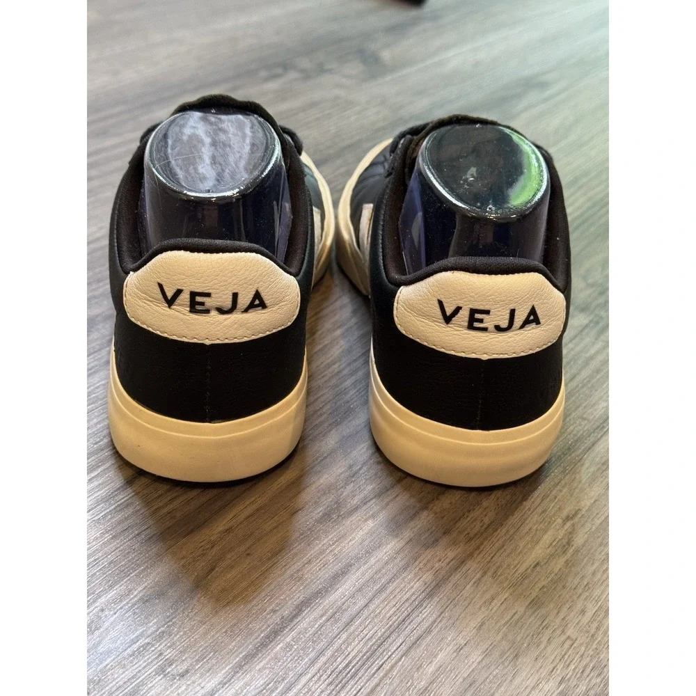 VEJA Sneakers Womens 8 Black White Leather Esplar Casual Minimalist Low Top Chic - Picture 6 of 11